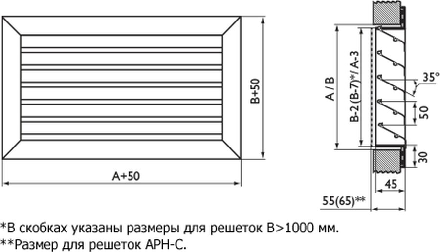 Наружная решётка АРН Арктос для забора и выброса воздуха